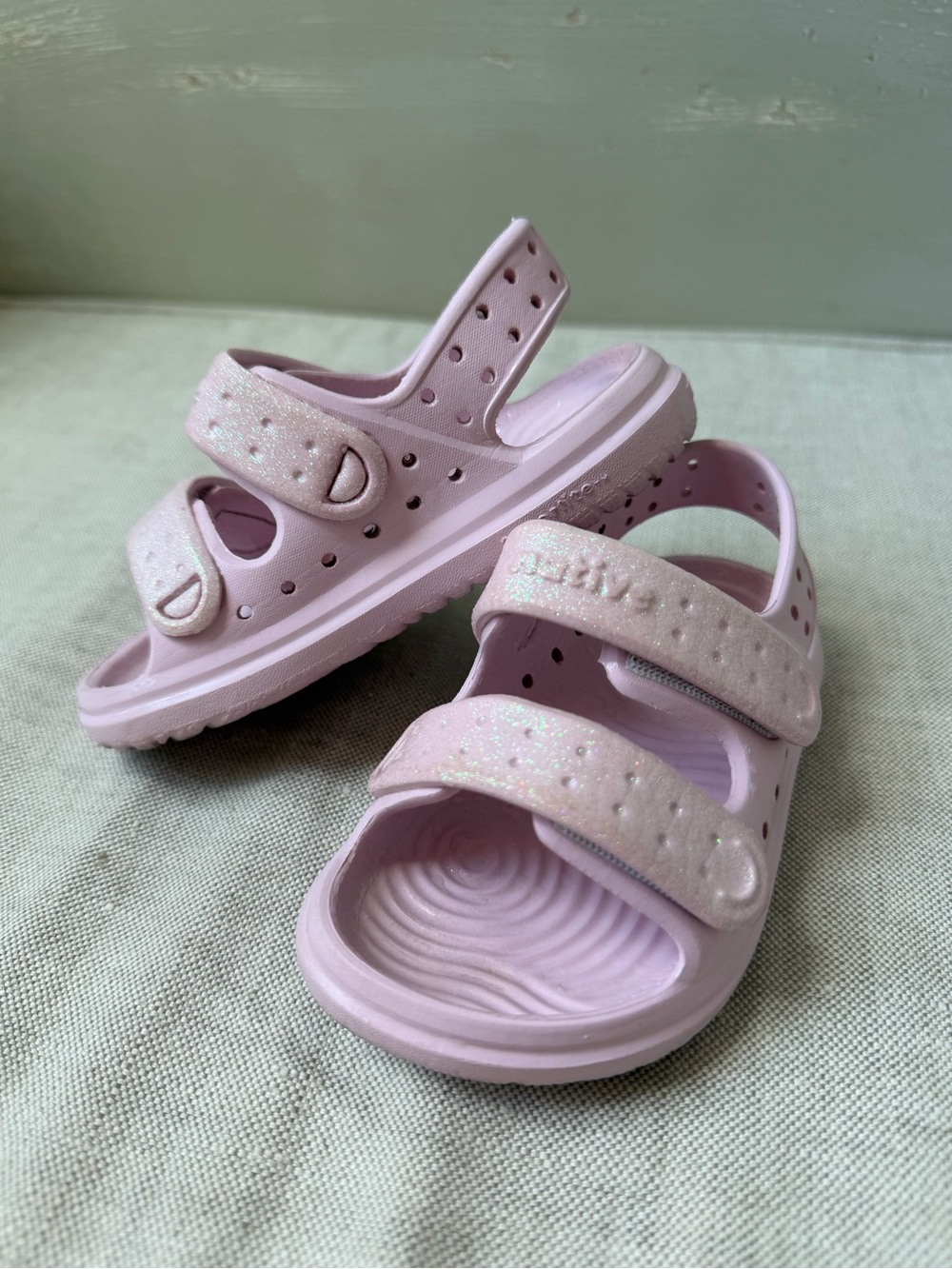 Native Pink Glitter Sandals with Adjustable Straps